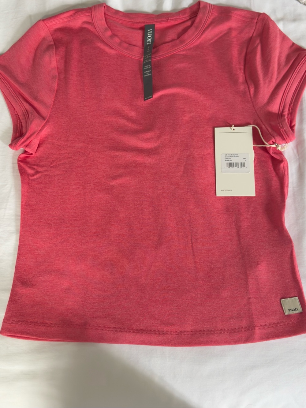 Vuori Halo Baby Tee Sunset Pink Heather NEW - Picture 4 of 6